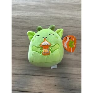 NEW Squishmallow 5” Inch Fitzy The Green Goblin w Pumpkin Spice Latte Halloween
